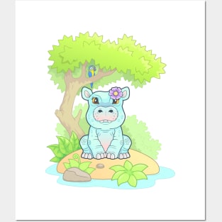 little cute hippo Posters and Art